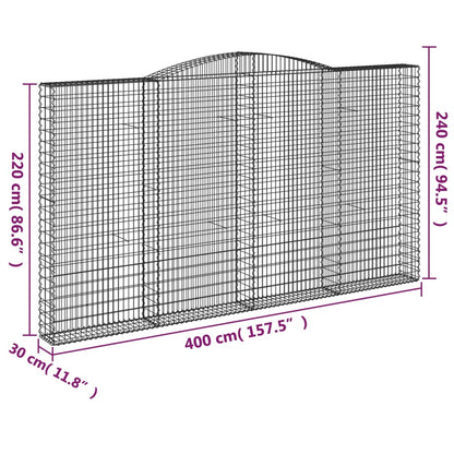 Cestas De Gaviones 6 Uds Forma De Arco Hierro 400x30x220/240 Cm_5