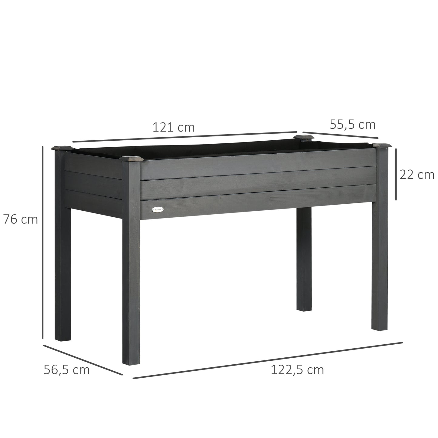 Outsunny Huerto Urbano Elevado De Madera 122,5x56,5x76 Cm Para Cultivos Gris_2