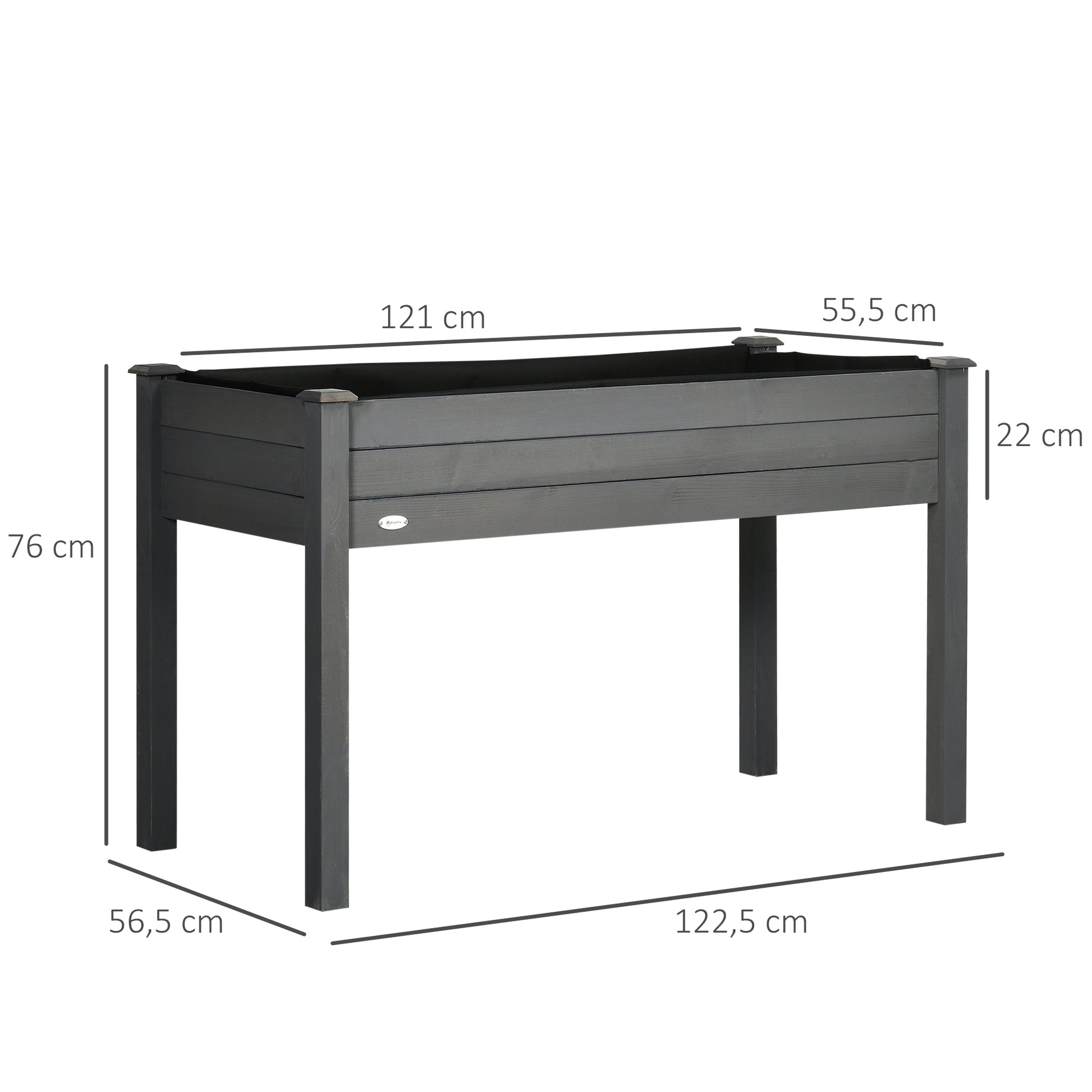 Outsunny Huerto Urbano Elevado De Madera 122,5x56,5x76 Cm Para Cultivos Gris_2