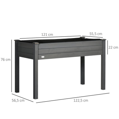 Outsunny Huerto Urbano Elevado De Madera 122,5x56,5x76 Cm Para Cultivos Gris_2