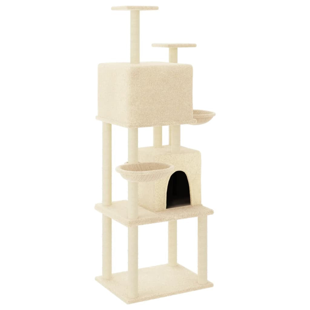 Vidaxl Rascador Para Gatos Con Postes De Sisal Crema 180 Cm_0
