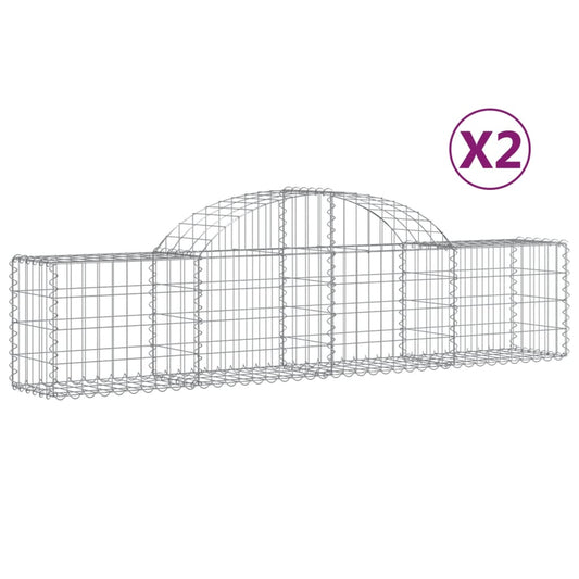 Cestas De Gaviones 2 Uds Forma De Arco Hierro 200x30x40/60 Cm_0