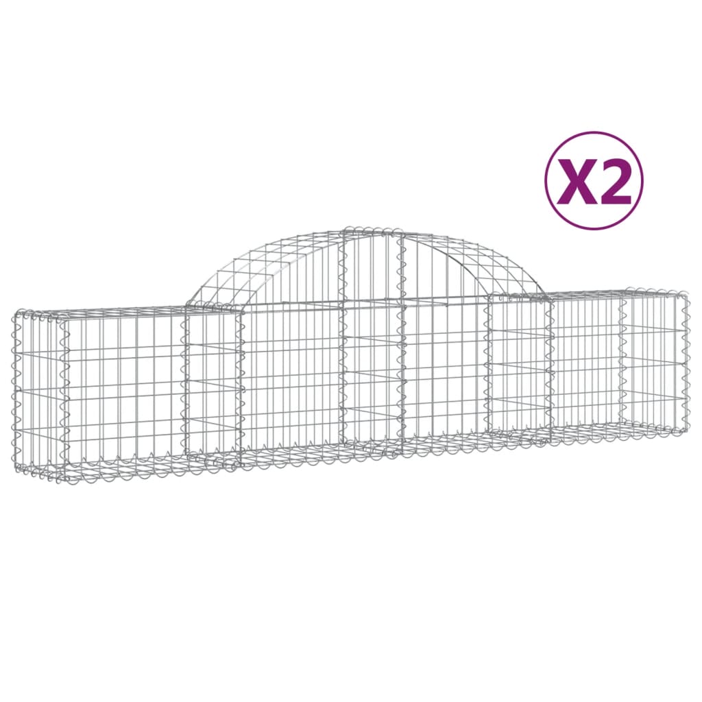 Cestas De Gaviones 2 Uds Forma De Arco Hierro 200x30x40/60 Cm_0