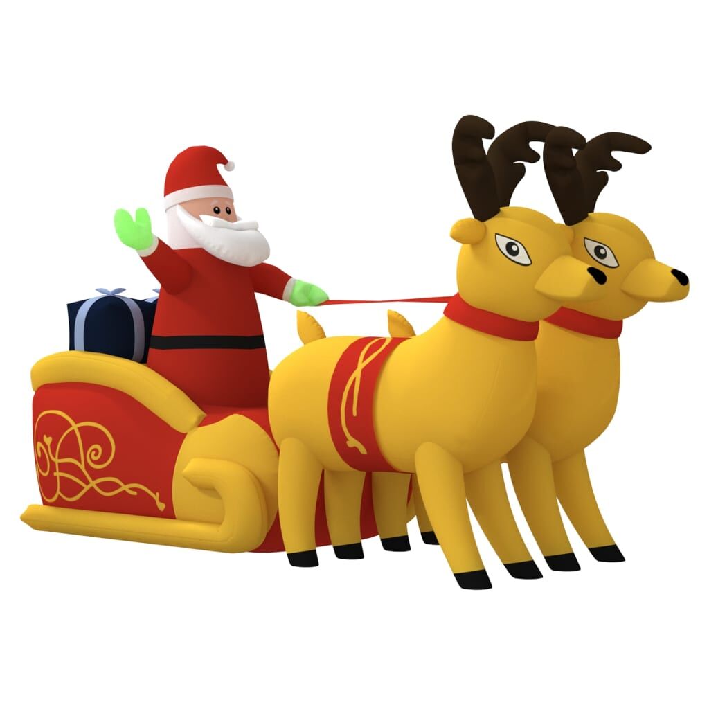Vidaxl Papá Noel Y Renos De Navidad Inflables Con Led 130 Cm_0
