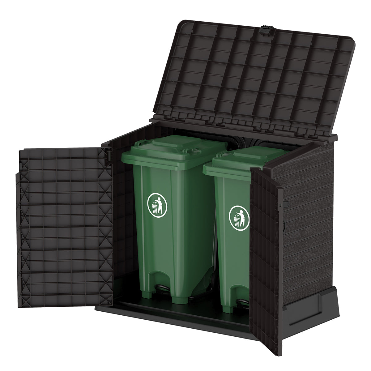 Arcón Cubre Cubos Exterior 850 L Pvc Marrón_0