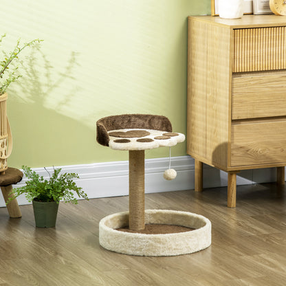 Pawhut Árbol Rascador Para Gatos Altura 44 Cm Con 2 Camas Poste De Yute Marrón_3