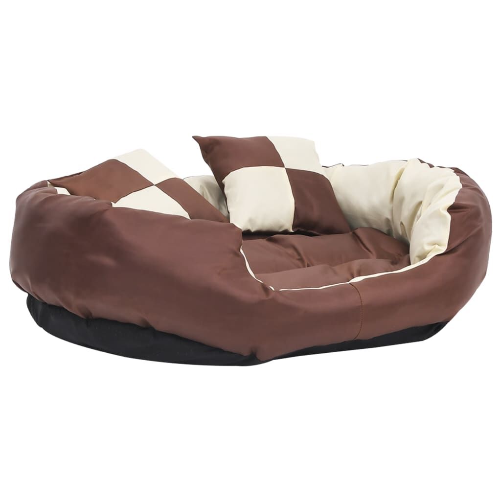 Vidaxl Cojín Para Perro Reversible Y Lavable Marrón Y Crema 85x70x20cm_0
