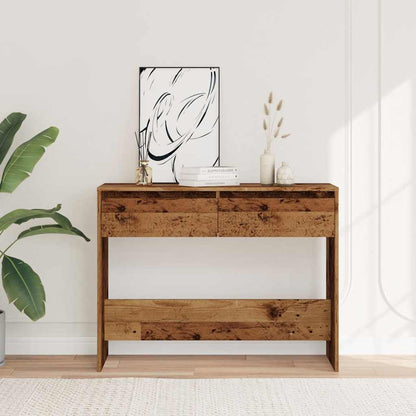 Mesa Consola Madera Ingeniería Madera Envejecida 100x35x76,5 Cm_1