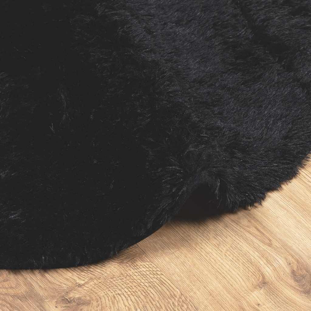 Vidaxl Alfombra Peluda De Pelo Largo Navarra Negra 100x100cm Poliéster_4