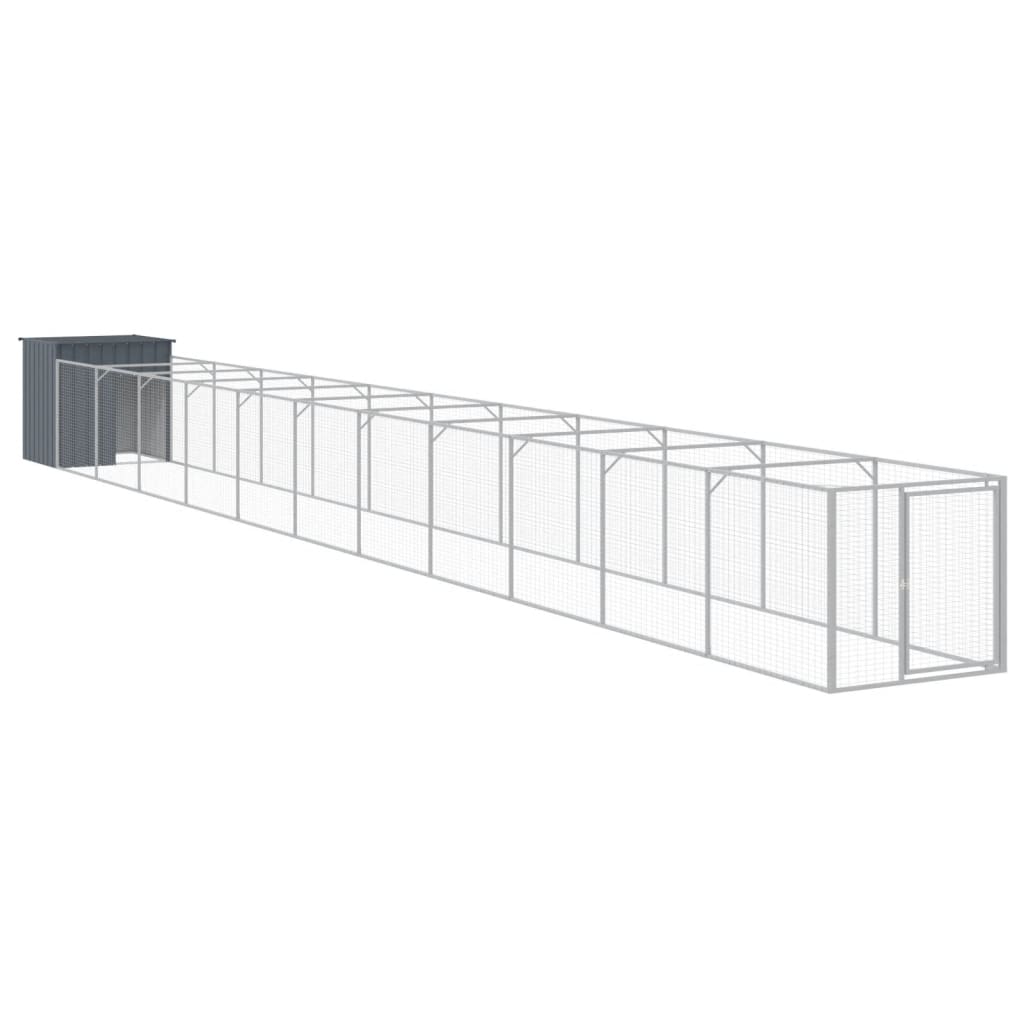 Caseta Perros Con Corral Acero Galvanizado Gris 110x1221x110 Cm_0