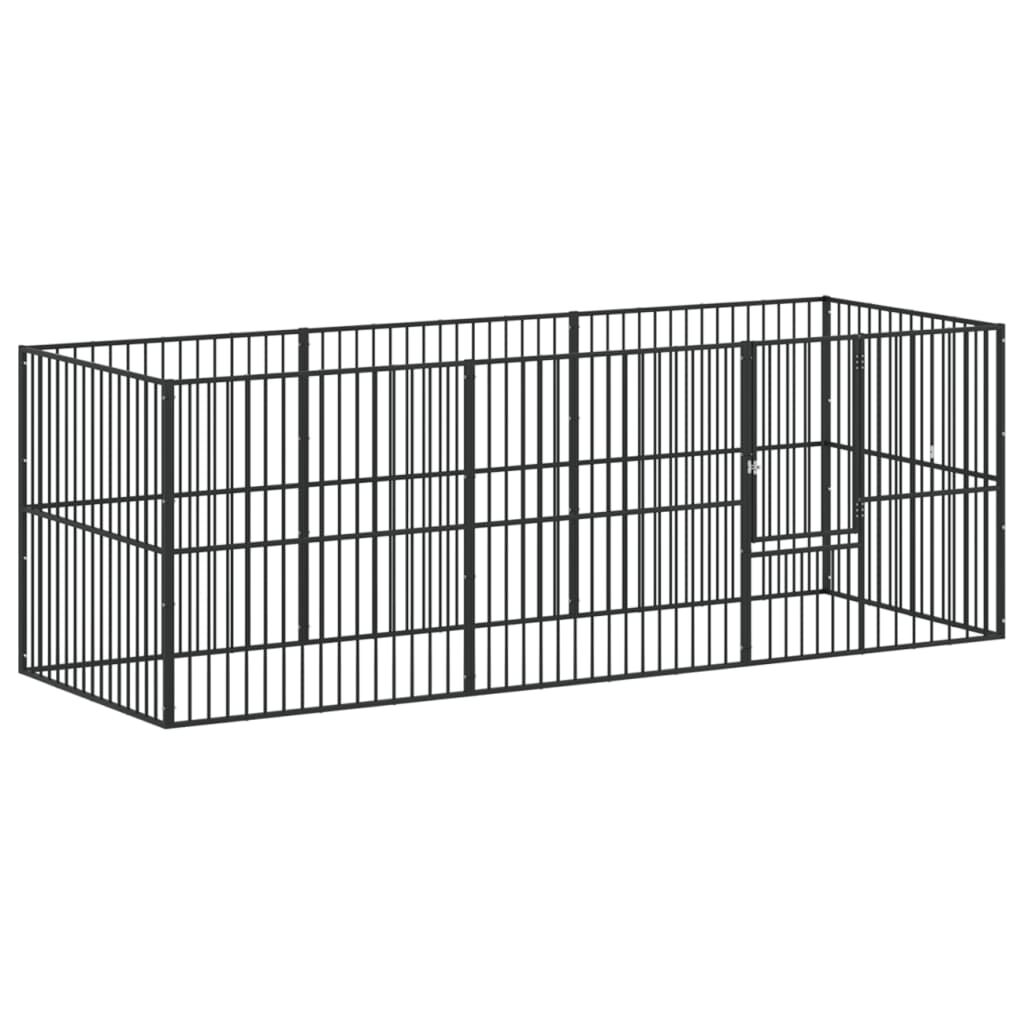 Vidaxl Corralito Para Perros Con 8 Paneles Acero Galvanizado Negro_0