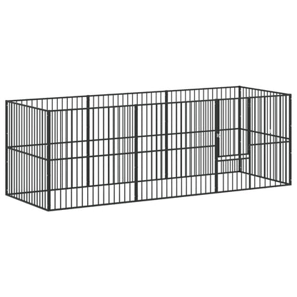 Vidaxl Corralito Para Perros Con 8 Paneles Acero Galvanizado Negro_0