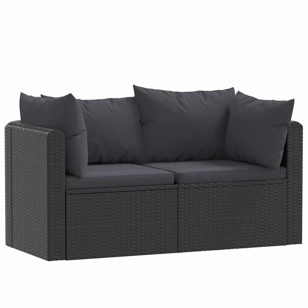 Vidaxl Set De Sofás De Jardín 2 Piezas Y Cojines Ratán Sintético Negro_0