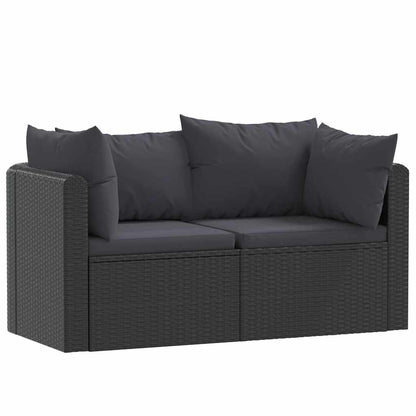 Vidaxl Set De Sofás De Jardín 2 Piezas Y Cojines Ratán Sintético Negro_0
