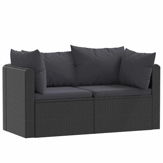 Vidaxl Set De Sofás De Jardín 2 Piezas Y Cojines Ratán Sintético Negro_0