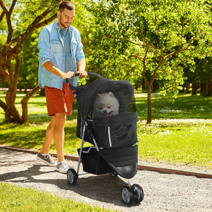 Pawhut Carrito Para Perros Plegable Con Cesta De Almacenaje 75x45x97 Cm Negro_1