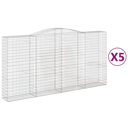 Cestas De Gaviones 5 Uds Forma De Arco Hierro 400x50x200/220 Cm_0