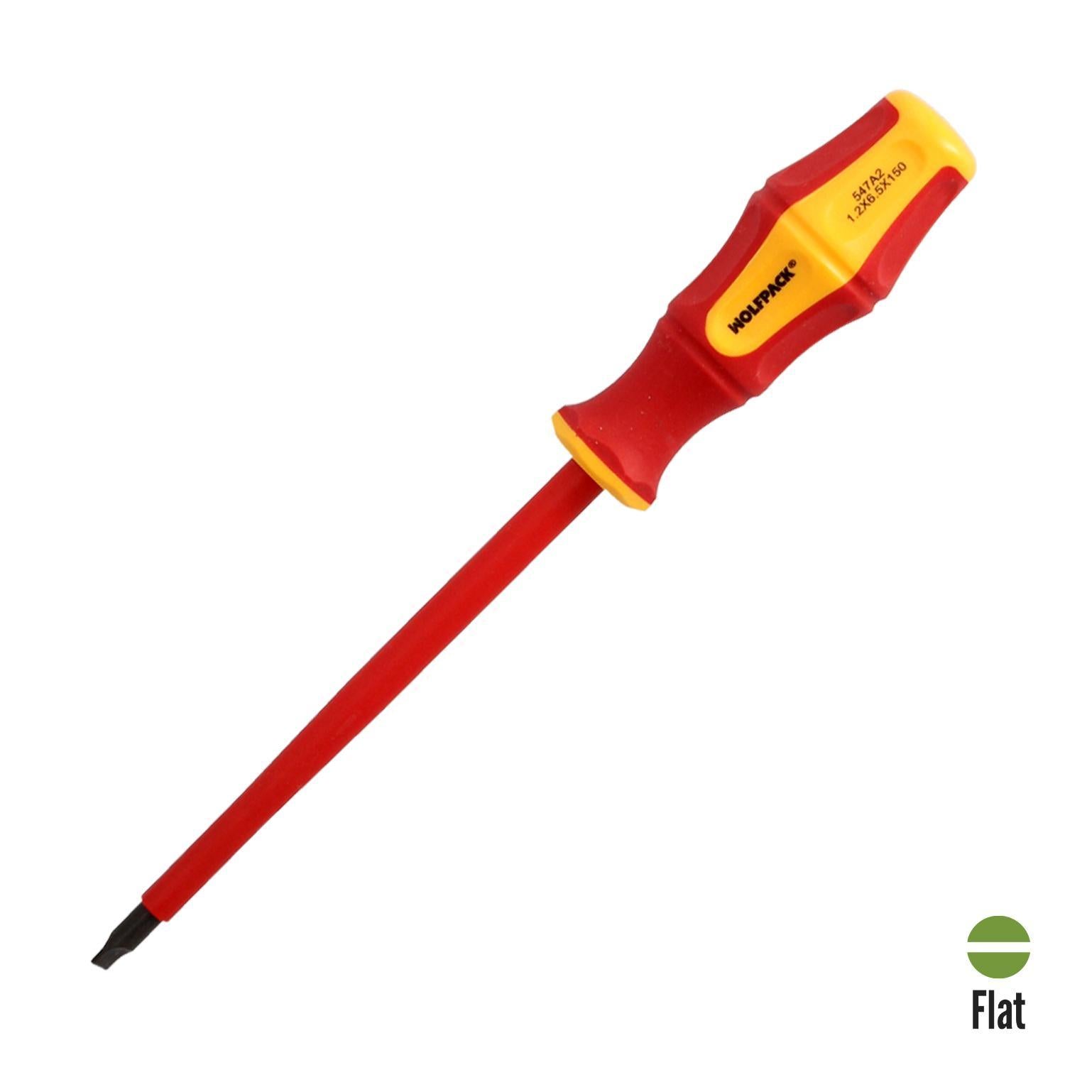 Destornillador Plano Aislado Certificado Vde 1.000 V. Medida 1,2 X Ø 6,5 X 150 Mm. Destornillador Seguridad Electricista