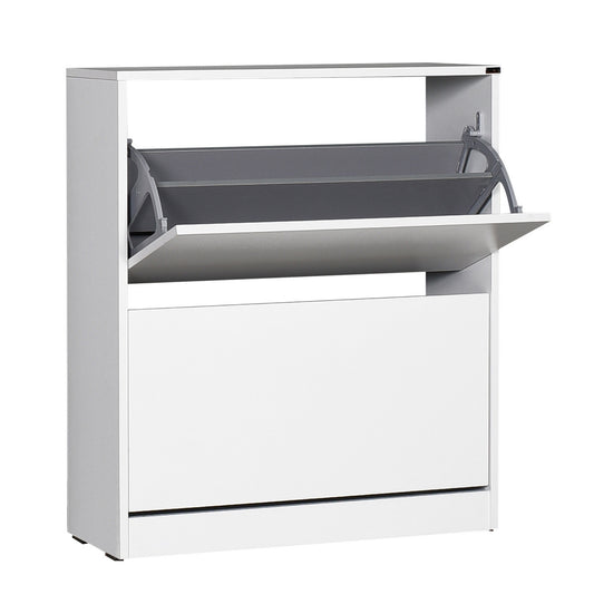 Zapatero,100% Tablero De Aglomerado Rechapado En Melamina, Color Blanco_0