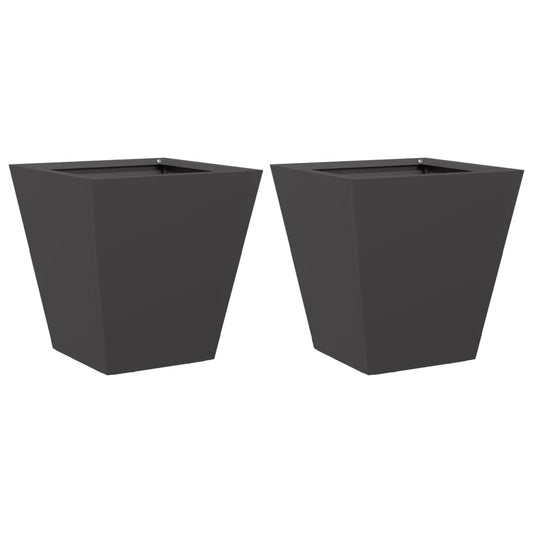 Jardineras 2 Unidades Acero Negro 30x30x30 Cm_0