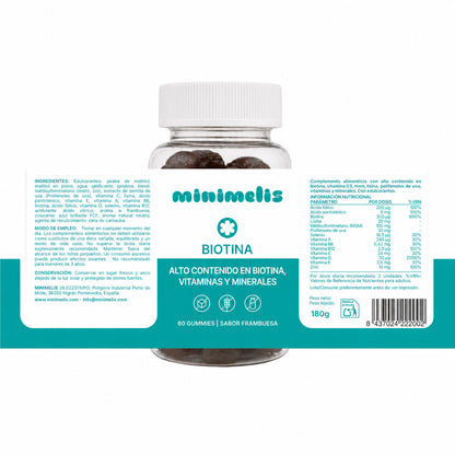 Gominolas Con Biotina Para Mejorar El Cabello Y Uñas Sabor Frambuesa 60 Unidades_2
