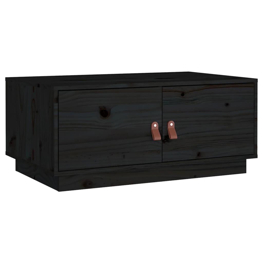 Mesa De Centro De Madera Maciza De Pino Negro 80x50x35 Cm_0
