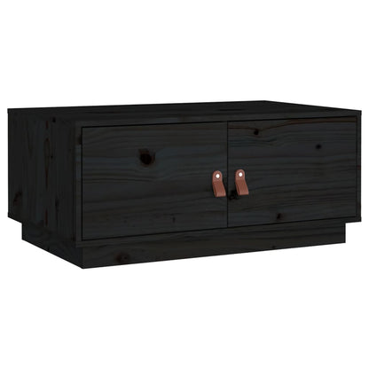 Mesa De Centro De Madera Maciza De Pino Negro 80x50x35 Cm_0