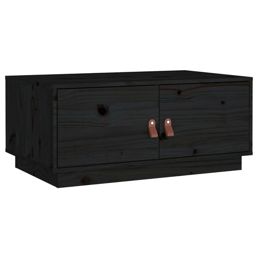 Mesa De Centro De Madera Maciza De Pino Negro 80x50x35 Cm_0