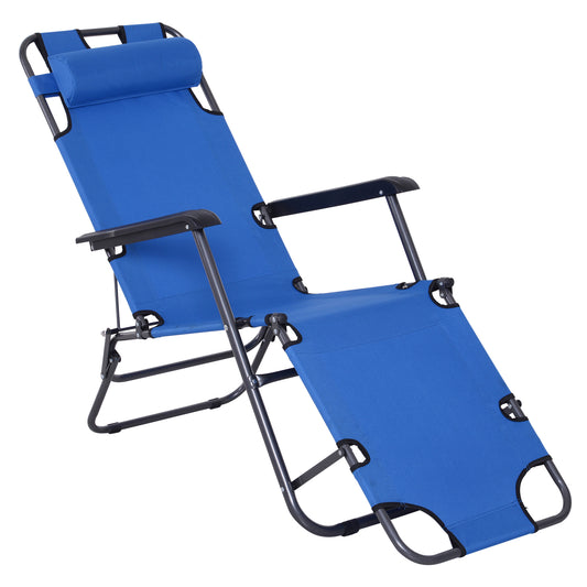 Outsunny Tumbona Reclinable Y Plegable Con Respaldo Ajustable 135x60x89 Cm Azul_0