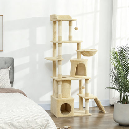 Pawhut Árbol Rascador Para Gatos Grande Altura 170 Cm Beige_1
