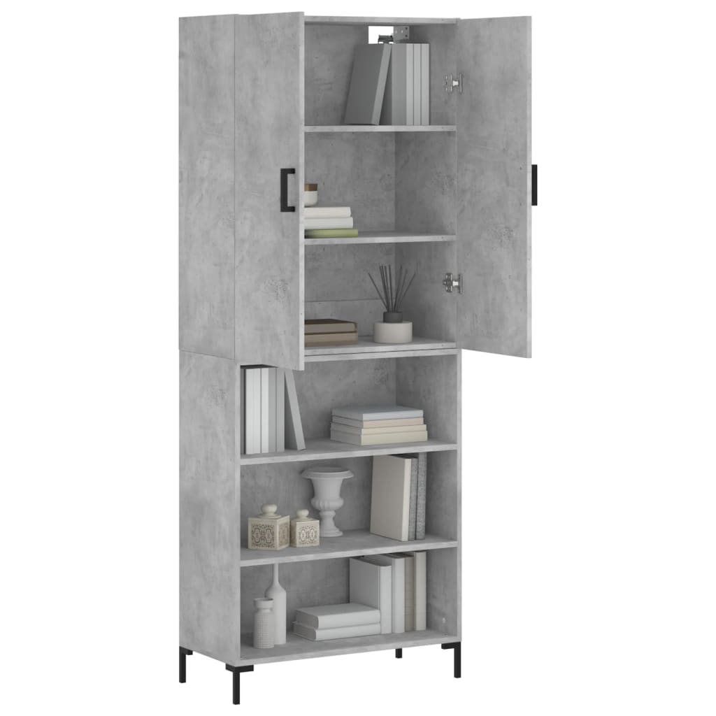 Aparador Alto Madera Contrachapada Gris Hormigón 69,5x34x180 Cm_2