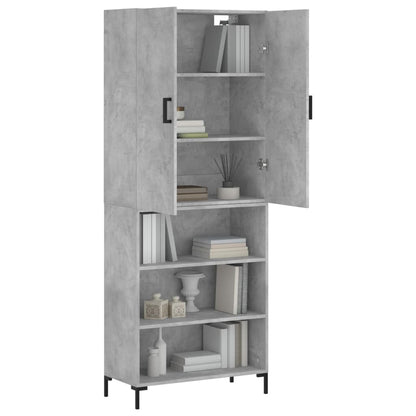 Aparador Alto Madera Contrachapada Gris Hormigón 69,5x34x180 Cm_2