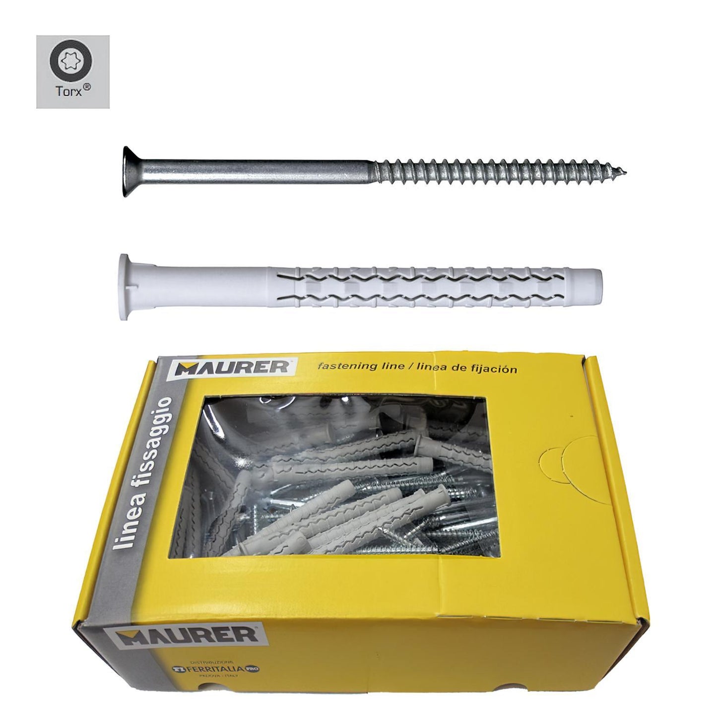 Taco Wolfpack Con Tirafondo Torx Mu-xl  8 X  80 Mm. (caja De 50 Piezas)