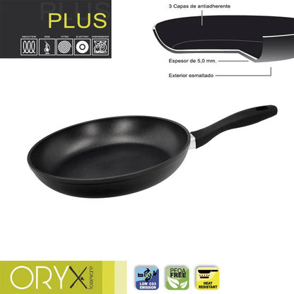 Oryx Sartén Aluminio Antiadherente Plus, Forjada, Apta Inducción, Libre Pfoa, Diámetro 28 Cm, Espesor 5 Mm.