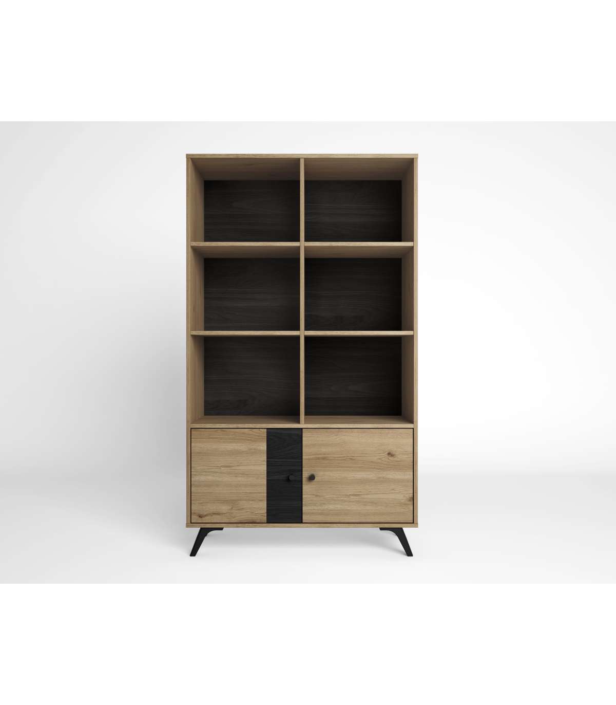 Estantería 2 Puertas 6 Huecos Natur Acabado Natural/bocamina, 92.1cm(ancho) 160.2cm(alto)_0