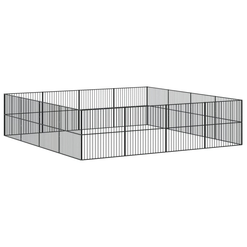Vidaxl Corralito Para Perros Con 16 Paneles Acero Galvanizado Negro_5