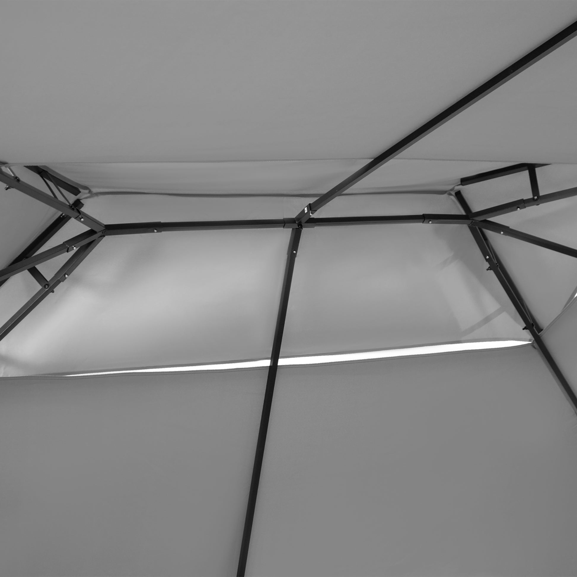 Outsunny Cenador Para Jardín 3x4 M Con Doble Techo Paredes Laterales Gris Oscuro_3