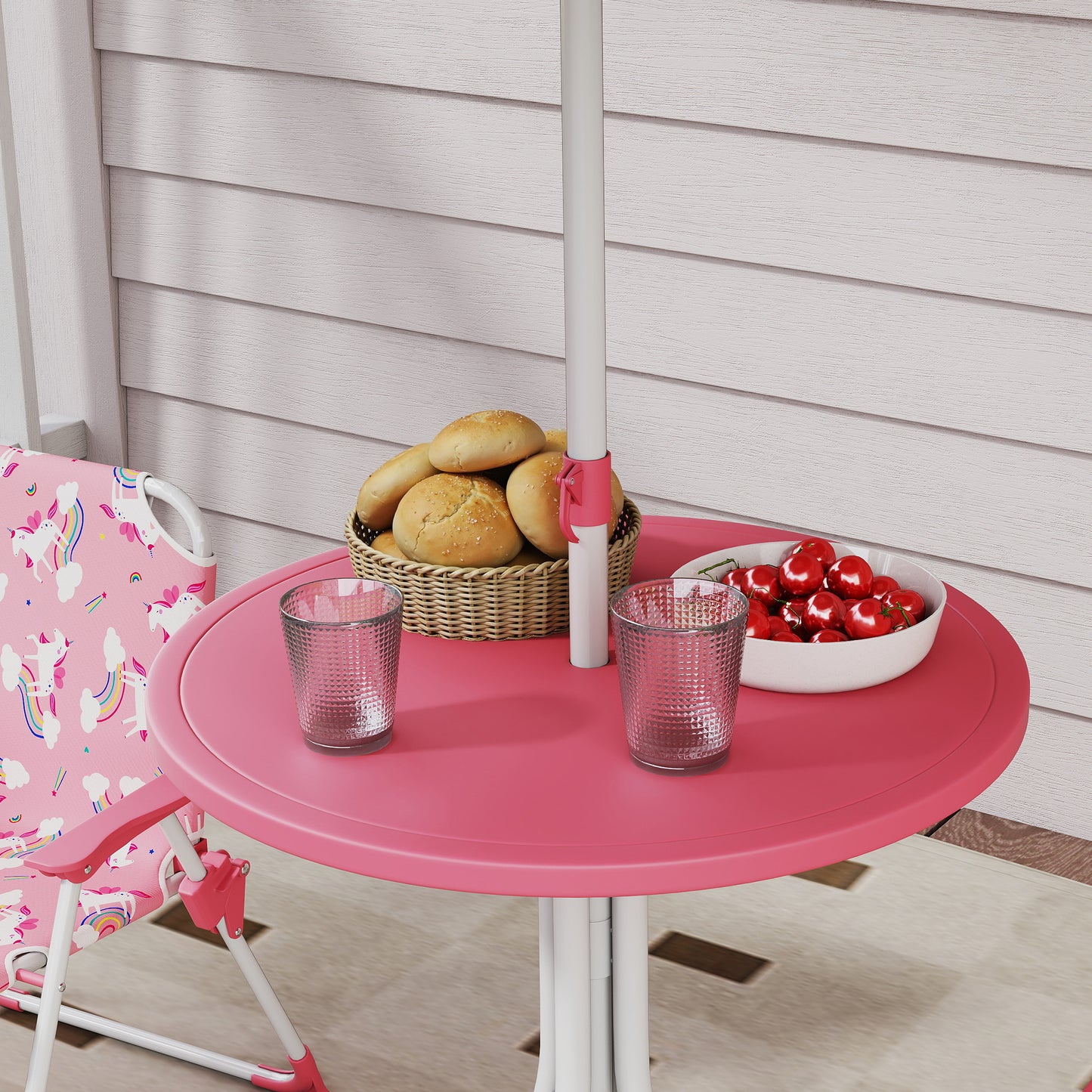 Aiyaplay Conjunto De Mesa Y Sillas Infantil De Jardín De 4 Piezas Rosa_3