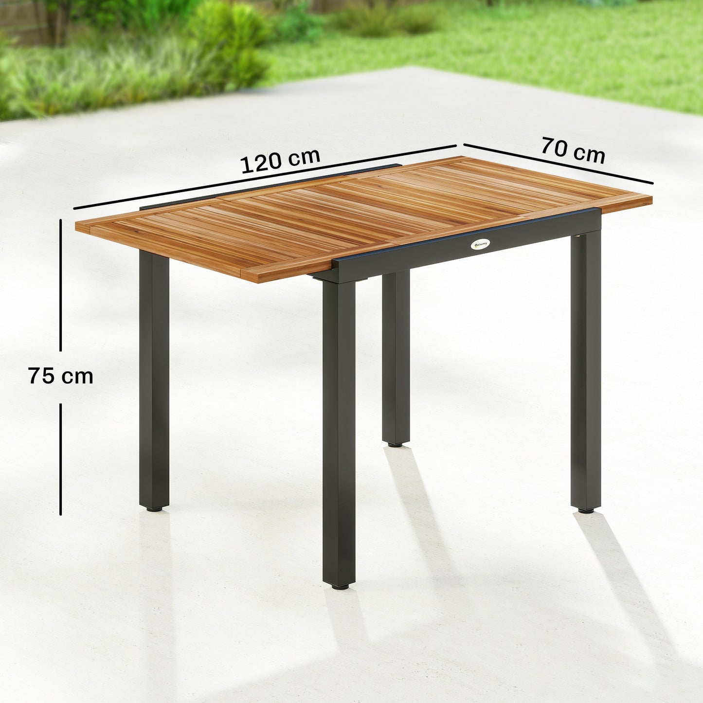 Outsunny Mesa De Jardín Extensible 120/80x70 Cm Para 4-6 Personas Natural_2