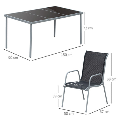 Outsunny Conjunto Mueble De Jardín De 7 Piezas 150x90x72cm Negro_2