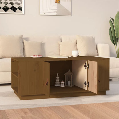 Mesa De Centro Madera Maciza De Pino Marrón Miel 100x50x41 Cm_1