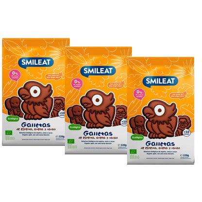 Pack 3 x Galleta espelta, avena y cacao ECO 220 g Smileat