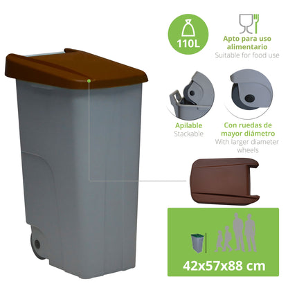 Contenedor Reciclo 110 Litros Cerrado + 3x Bolsas De Basura De 10 Unidades_1