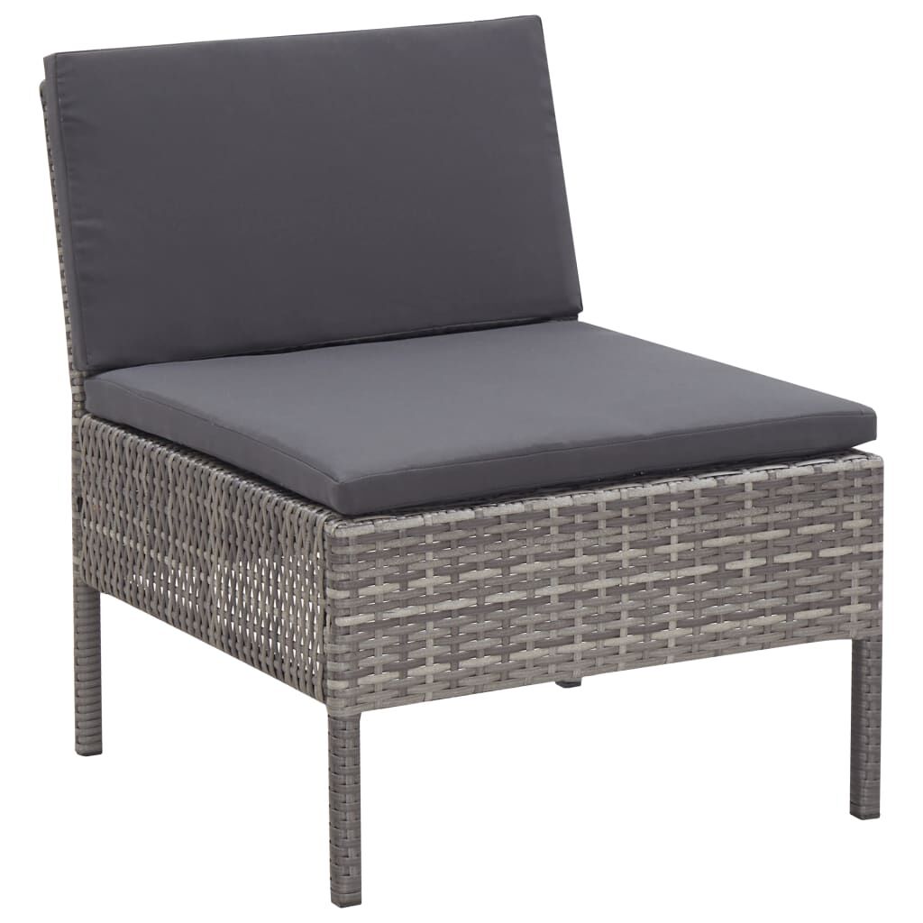 Vidaxl Set De Muebles De Jardín 3 Pzas Y Cojines Ratán Sintético Gris_3