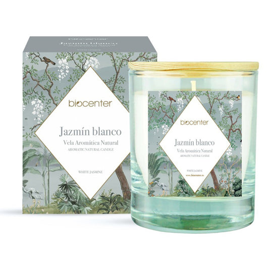 Vela natural Jazmín blanco - cera vegetal y aceites esenciales, Biocenter, 200 gr