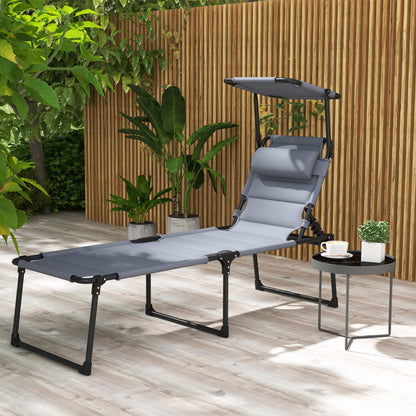 Outsunny Tumbona Plegable Con Respaldo Regulable 70x200x45 Cm Gris_1