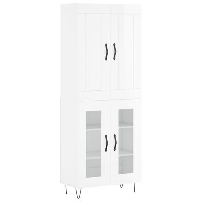 Aparador Alto Madera Contrachapada Blanco Brillo 69,5x34x180 Cm_1
