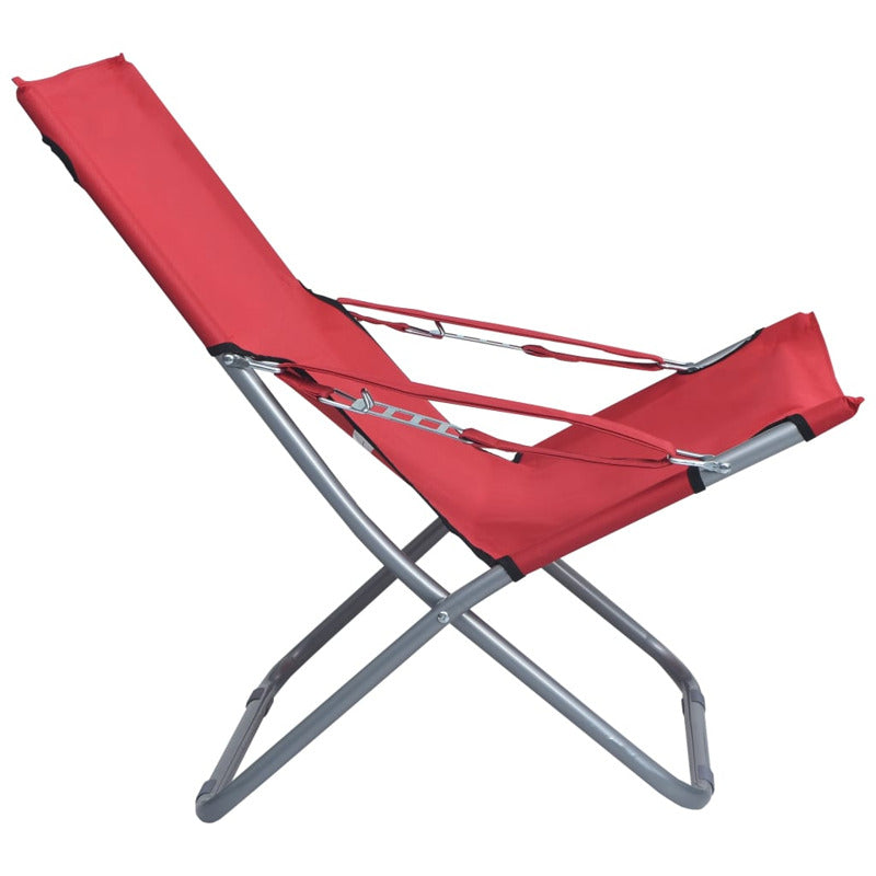 Vidaxl Sillas De Playa Plegables 2 Unidades Tela Rojo_5