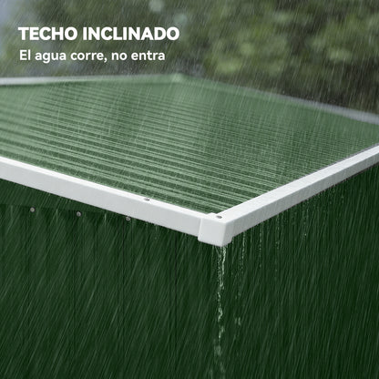 Outsunny Caseta De Jardín Exterior 2,7 M² 234x132x185 Cm Triple Puerta Verde_5