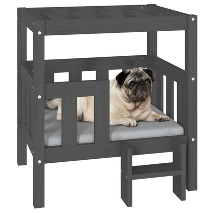 Vidaxl Cama Para Perros Madera Maciza De Pino Gris 65,5x50,5x70 Cm_3